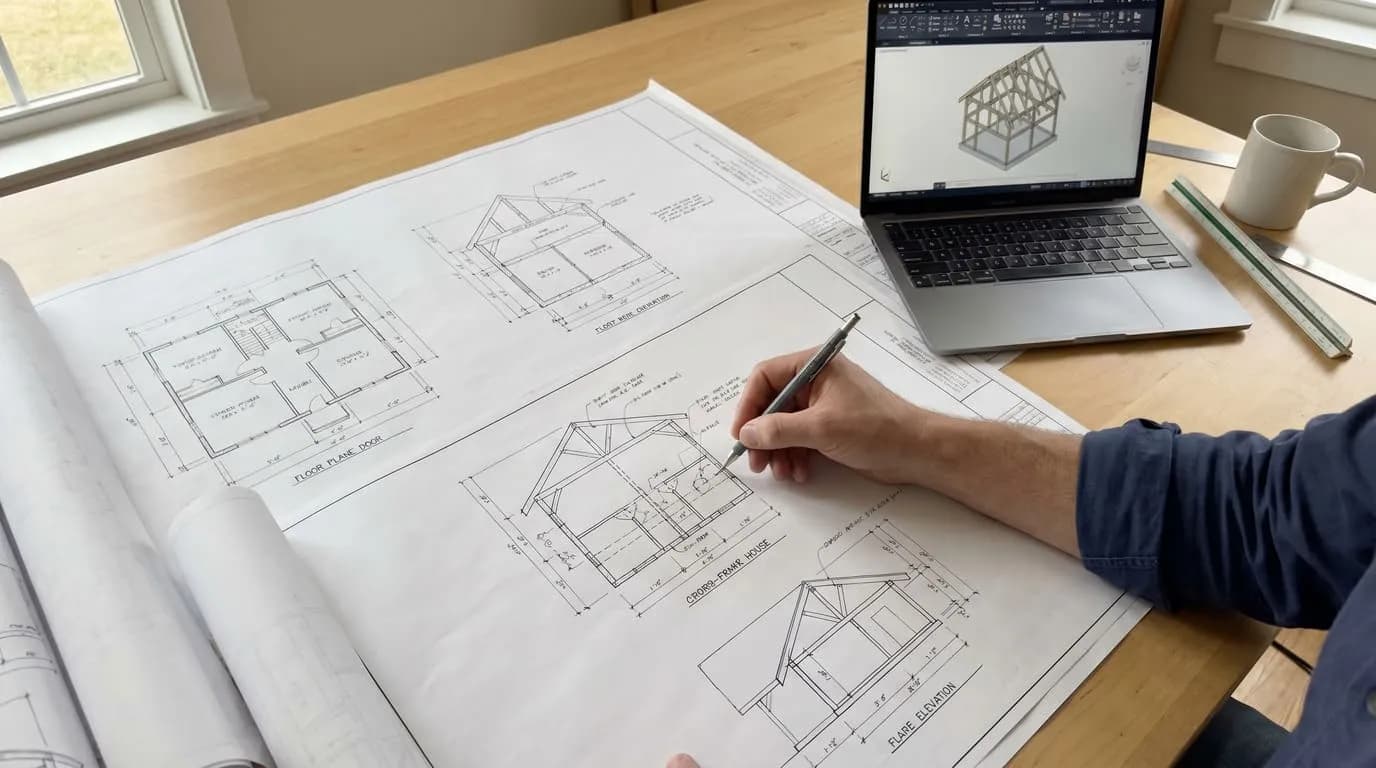 Architecte annotant les plans d’une maison Residale